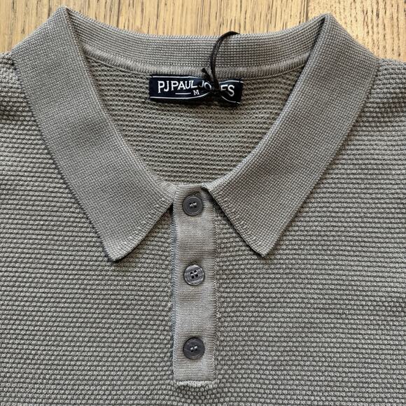 PJ Paul Jones Mens Knit Polo Shirt Beige NWT - Size M - Picture 7 of 8
